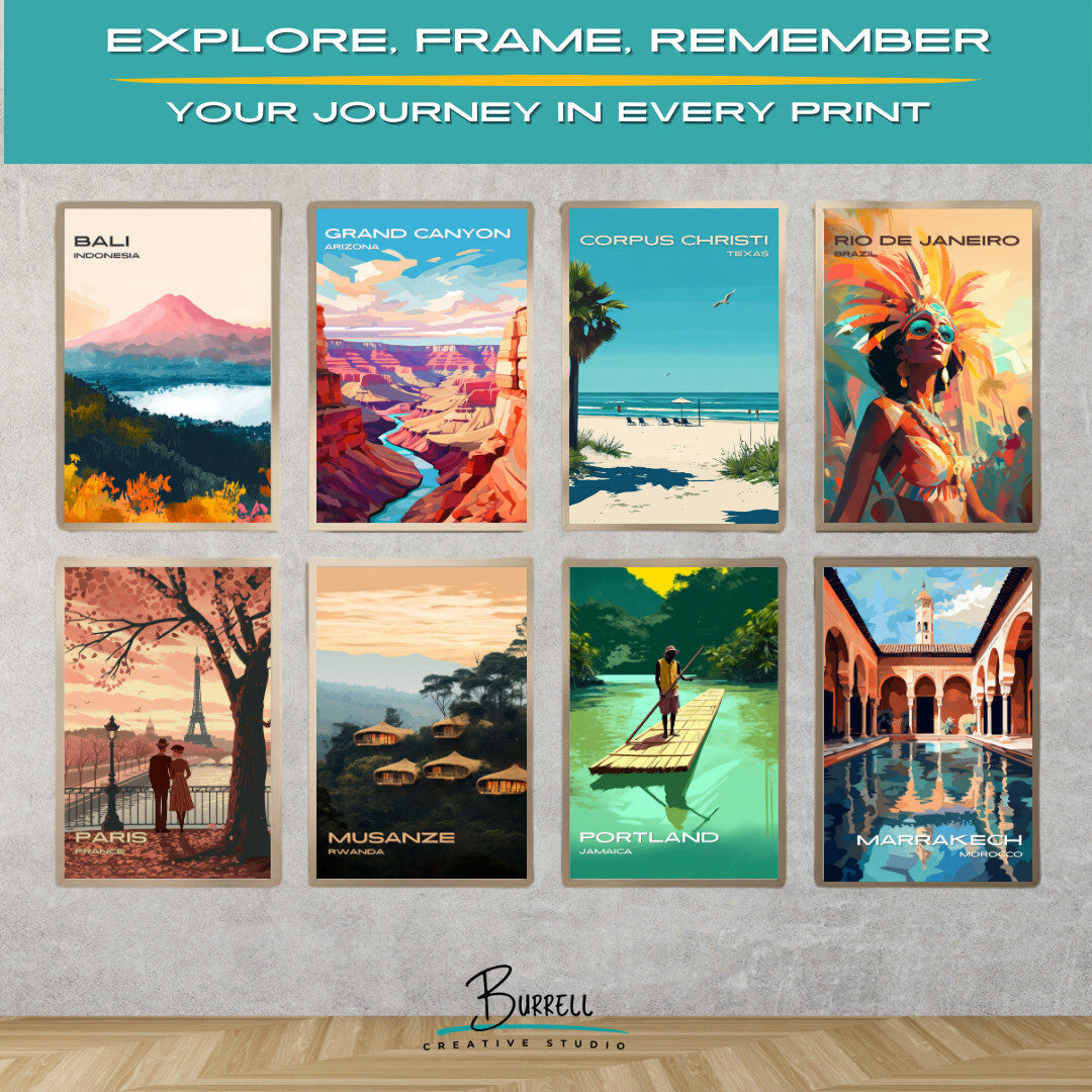 Corpus Cristi Texas Beach View Travel Poster & Wall Art Poster Print