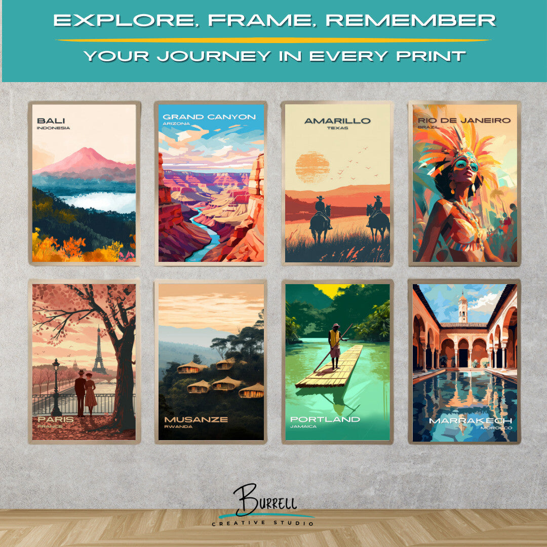 Amarillo Texas Scenic Horseback Riding Travel Poster & Wall Art Poster Print