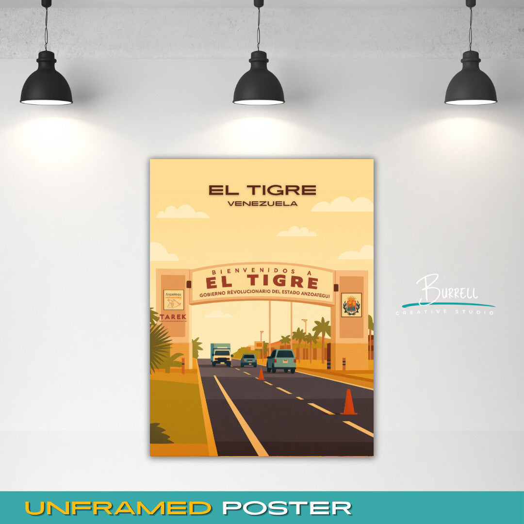 El Tigre Venezuela Entrance Arch Travel Poster & Wall Art Poster Print