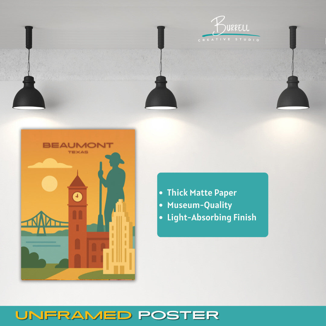 Beaumont Texas Unique Attractions Travel Poster & Wall Art Poster Print