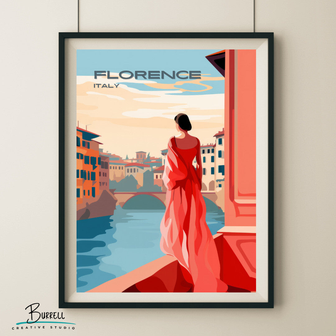 Florence Italy Ponte Vecchio Travel Poster & Wall Art Poster Print