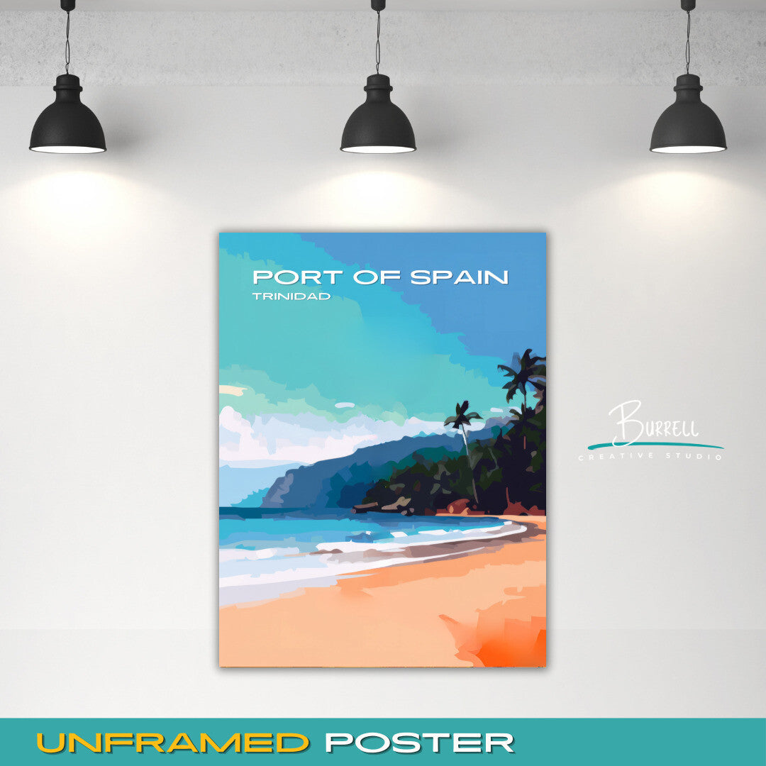 Port of Spain Trinidad Maracas Beach Travel Poster & Wall Art Poster Print