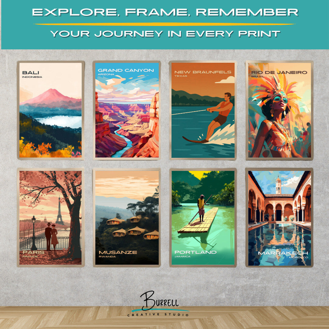 New Braunfels Texas Water Sports Travel Poster & Wall Art Poster Print