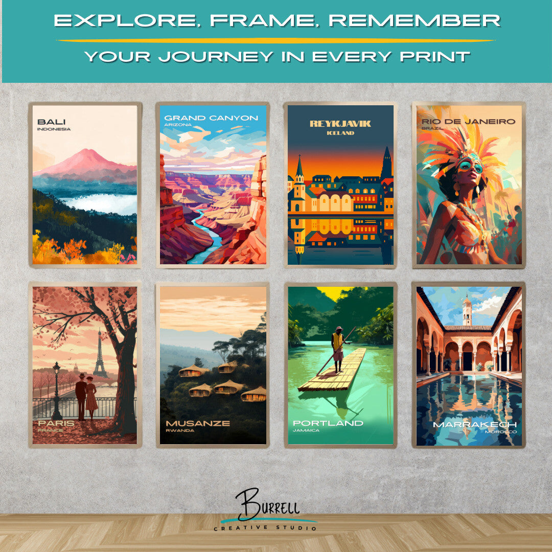 Reykjavik Iceland Tjornin Sunset Travel Poster & Wall Art Poster Print