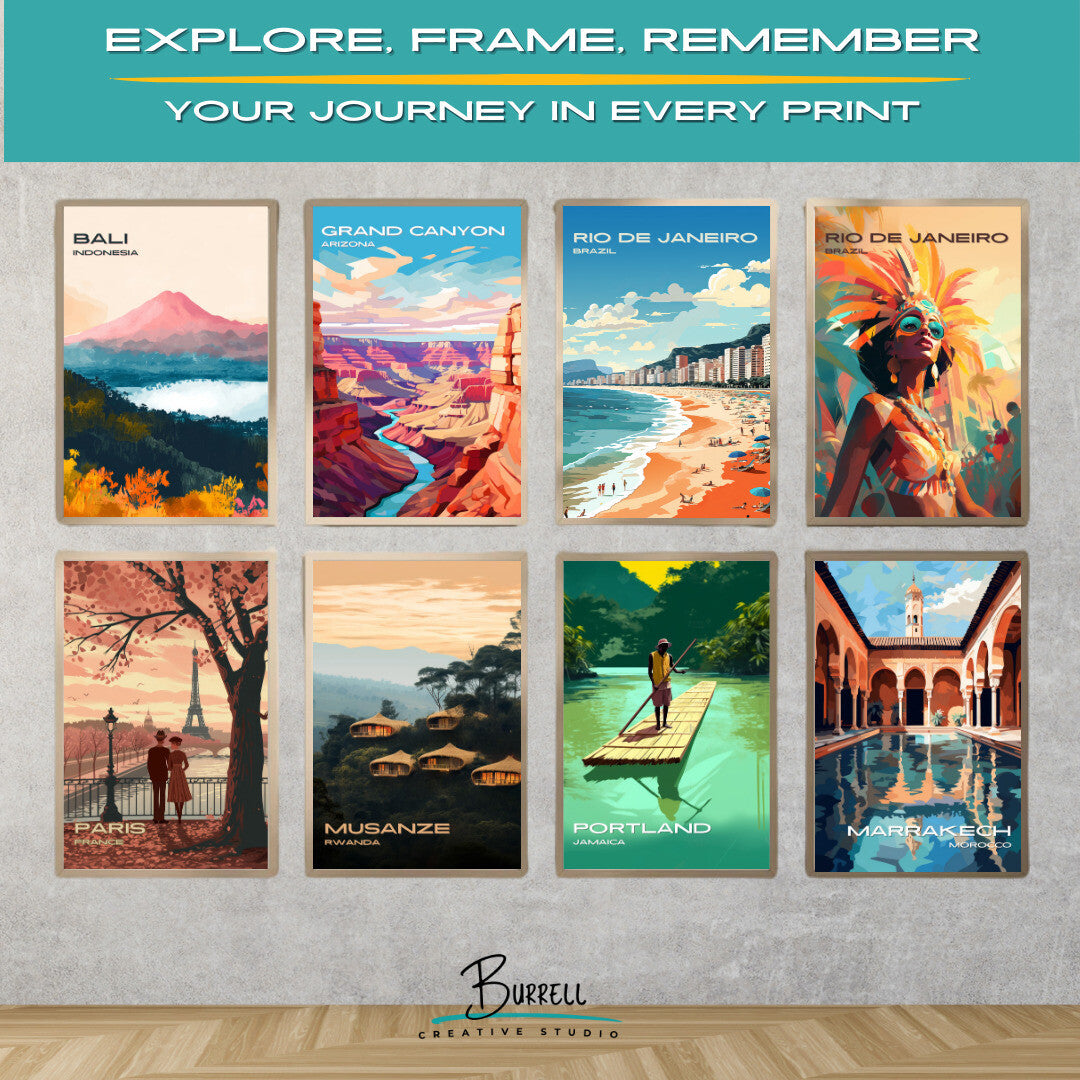 Rio Brazil Copacabana Beach Travel Poster & Wall Art Poster Print