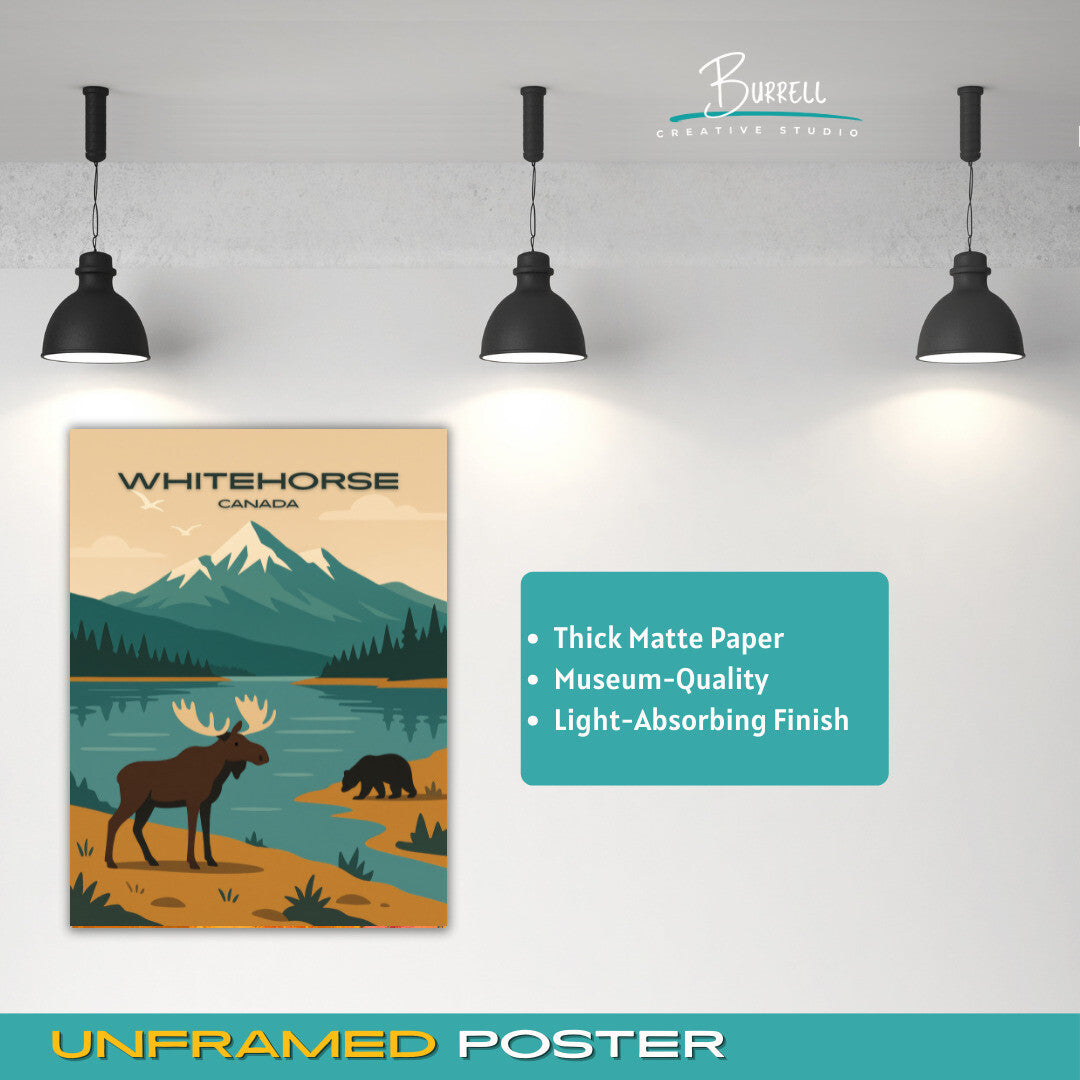 Whitehorse Canada Wildlife Travel Poster & Wall Art Poster Print