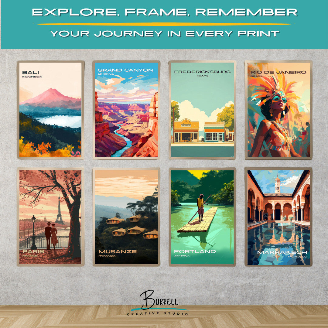 Fredericksburg Texas Small Town Scenery Travel Poster & Wall Art Poster Print