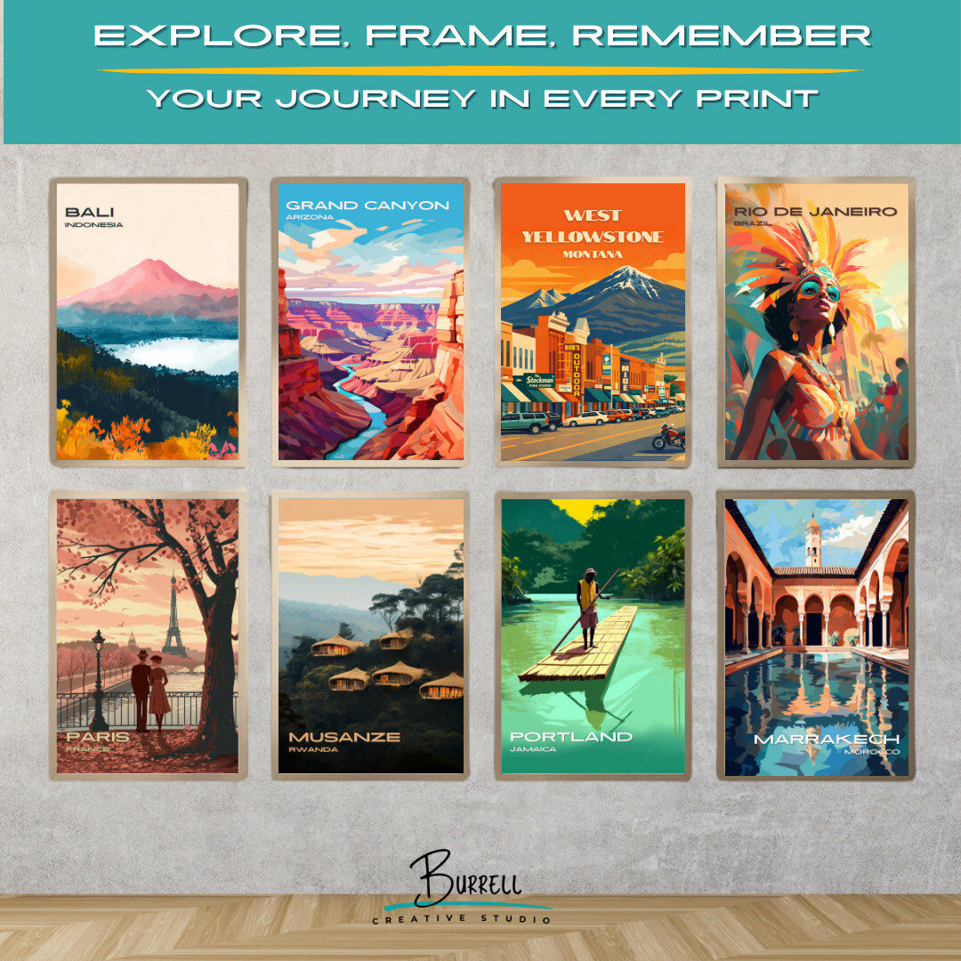 West Yellowstone Montana Downtown Travel Posters & Wall Art Poster Print