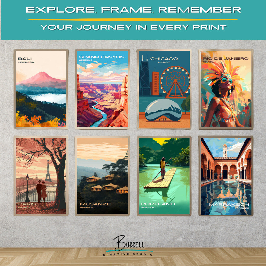 Chicago Illinois Unique Attractions Travel Poster & Wall Art Poster Print