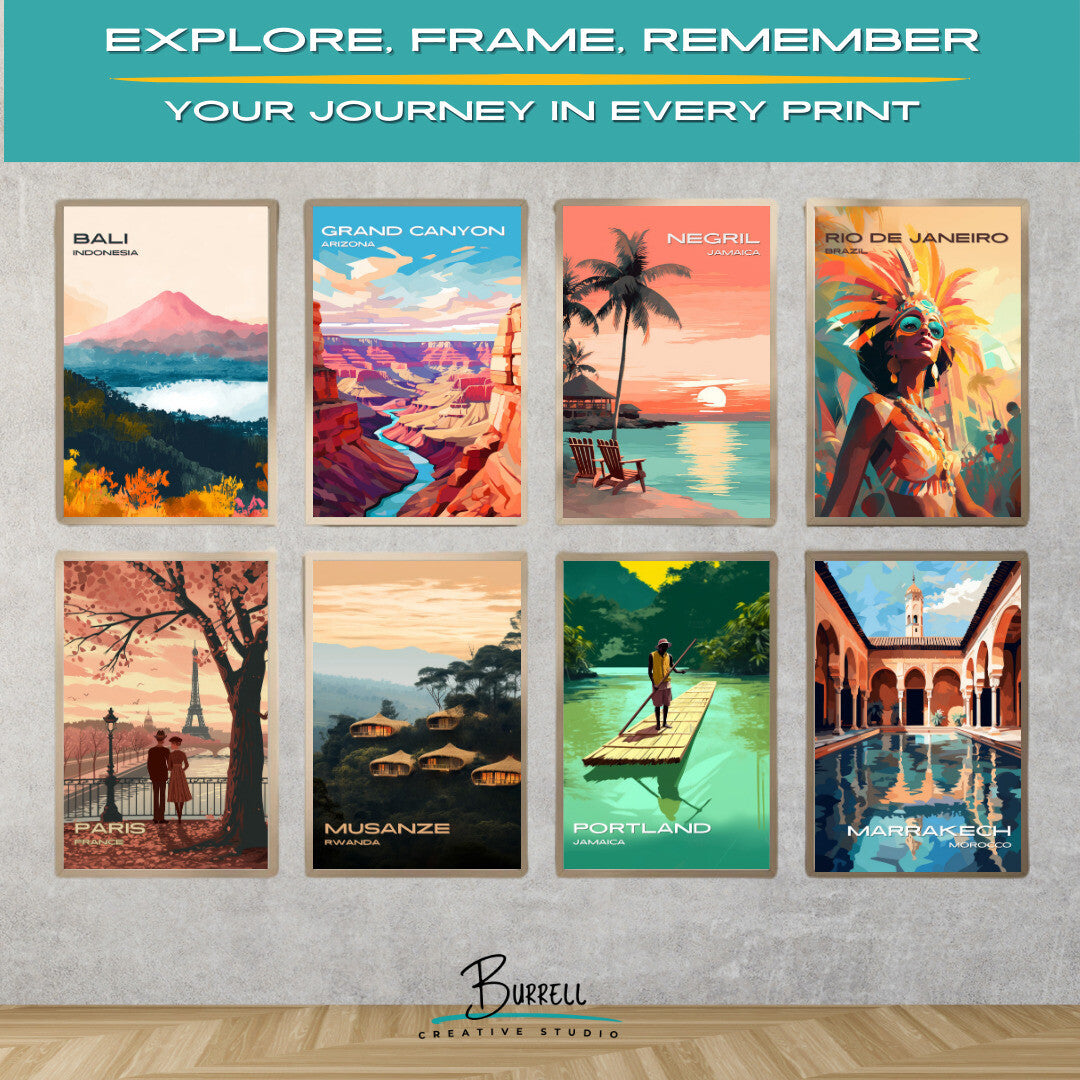 Negril Jamaica Beach Sunset Travel Poster & Wall Art Poster Print