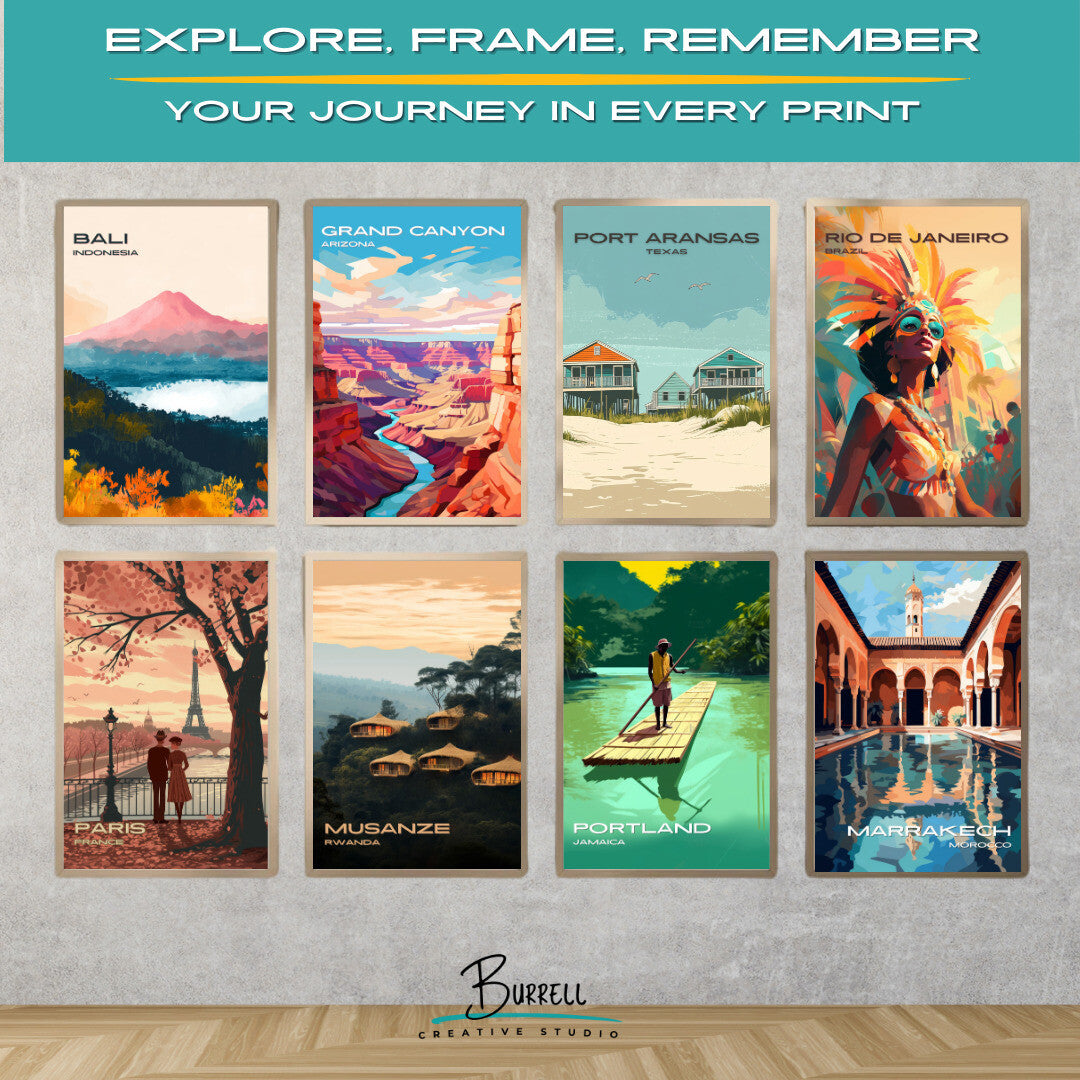 Port Aransas Texas Beachfront Homes Travel Poster & Wall Art Poster Print