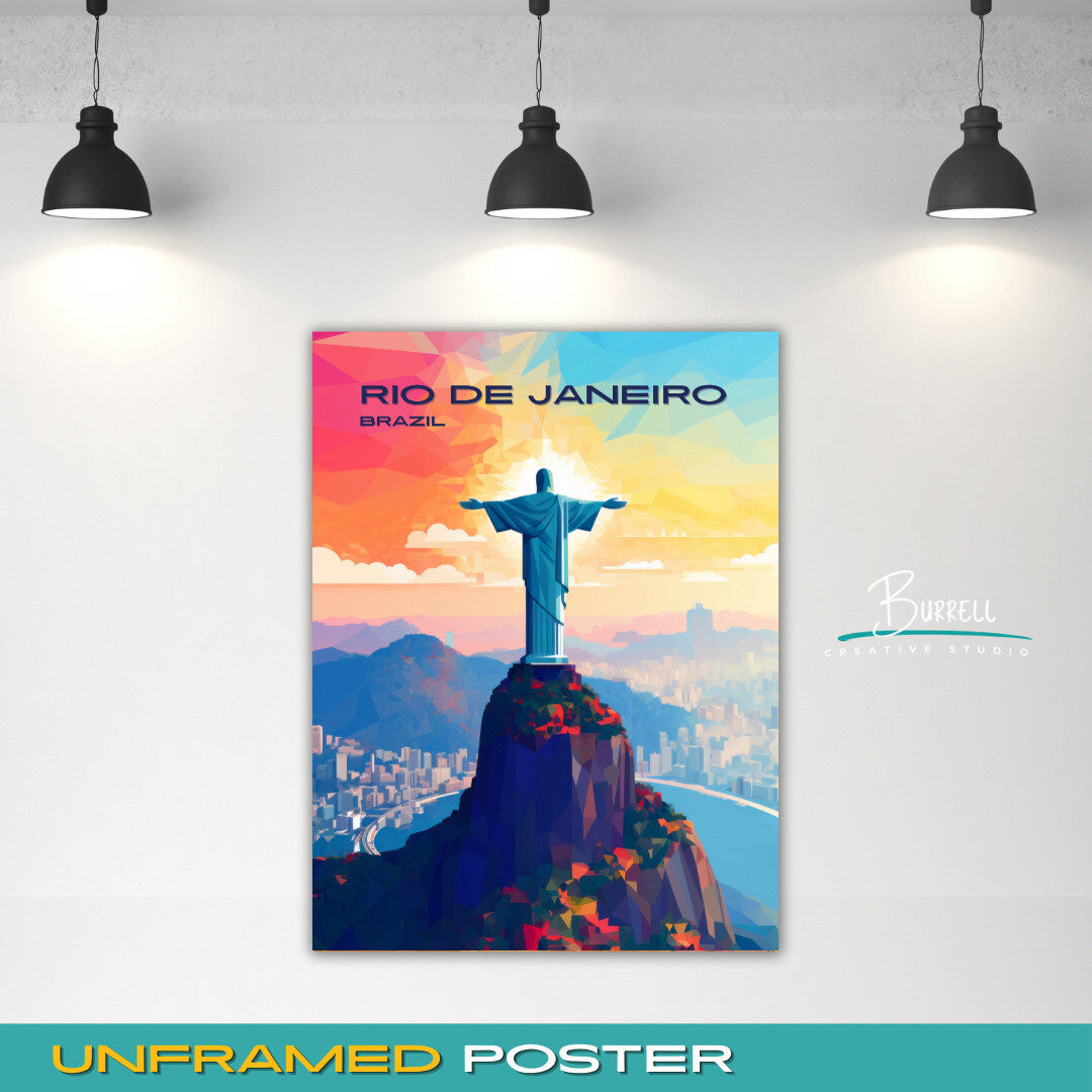 Rio Brazil Christ The Redeemer Travel Poster & Wall Art Poster Print