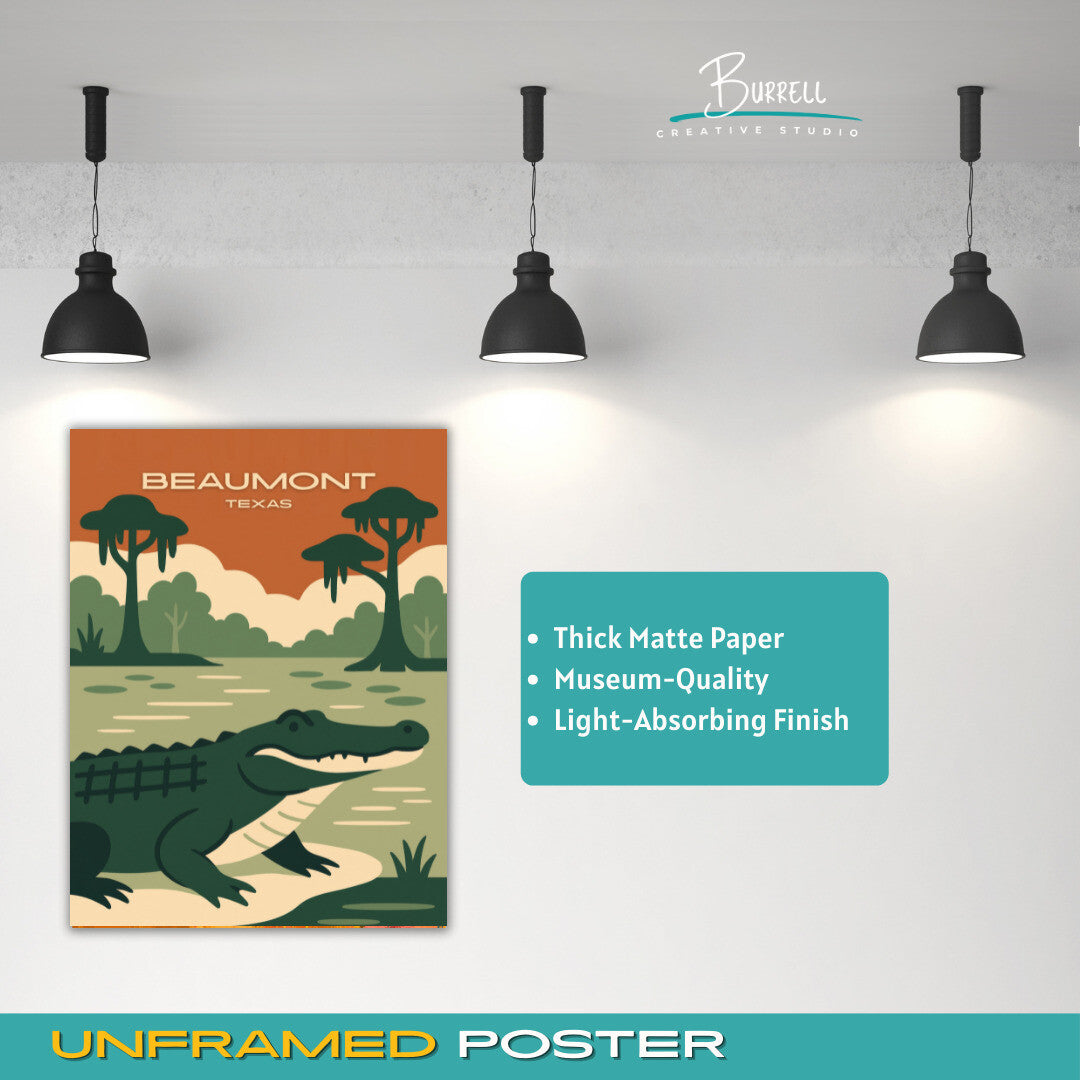 Beaumont Texas Gator Country Travel Poster & Wall Art Poster Print