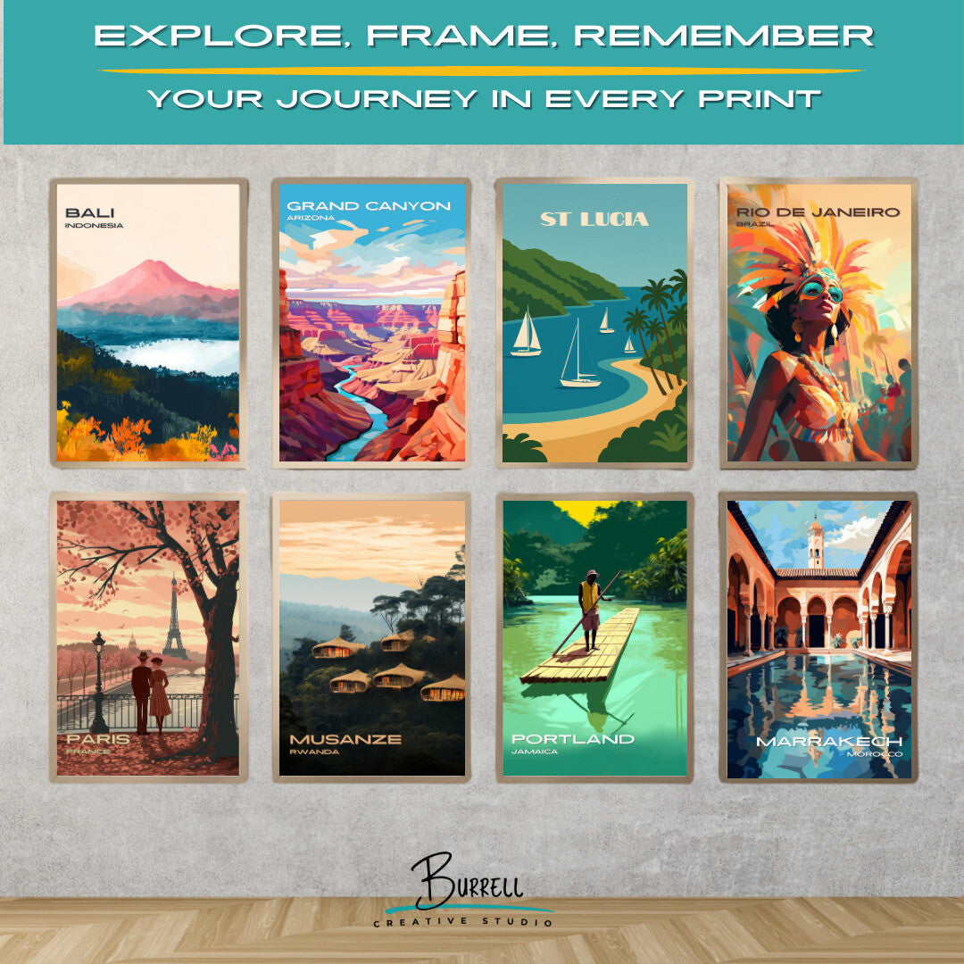 Marigot St Lucia Bay Beach Travel Poster & Wall Art Poster Print