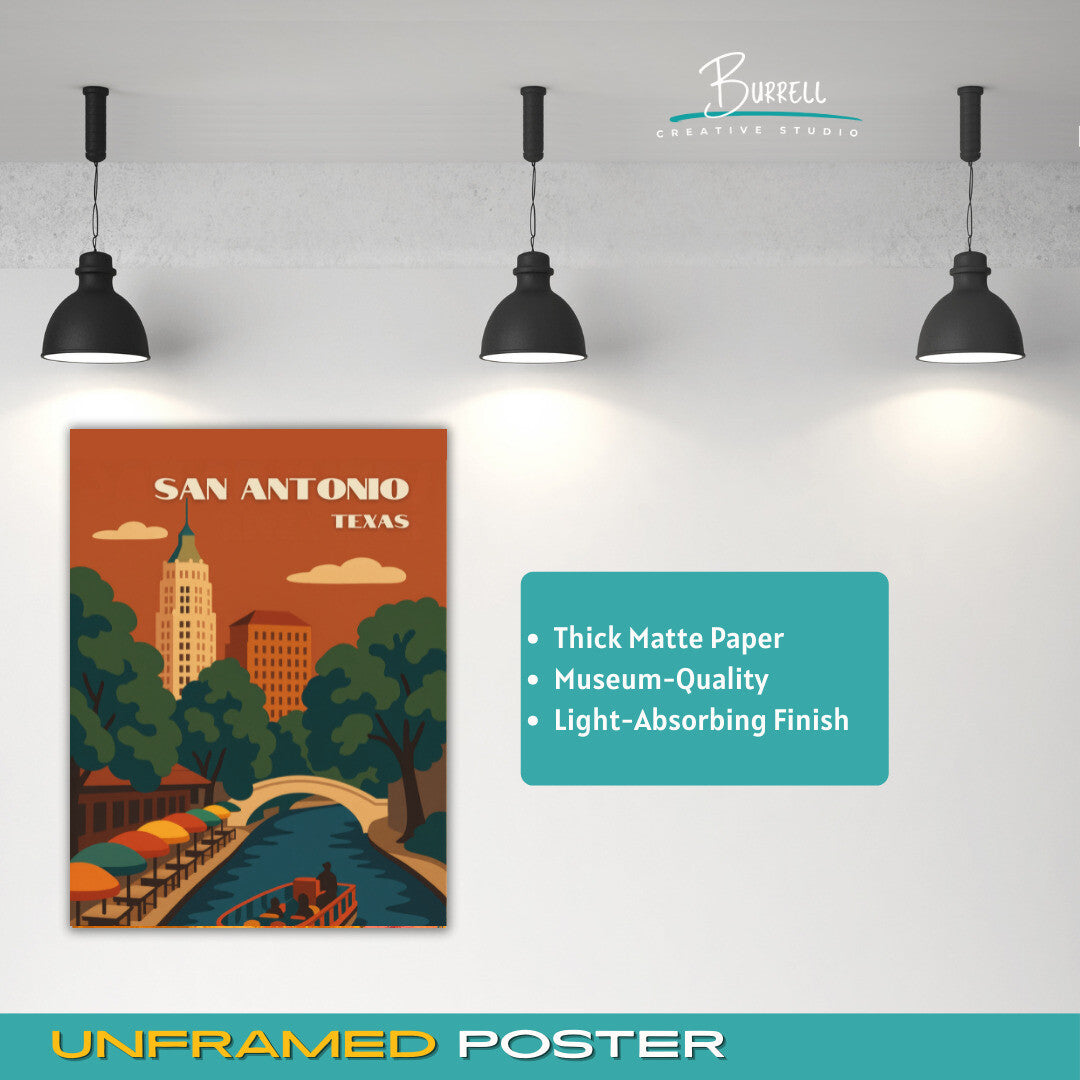 San Antonio Texas Riverwalk Tour Travel Poster & Wall Art Poster Print