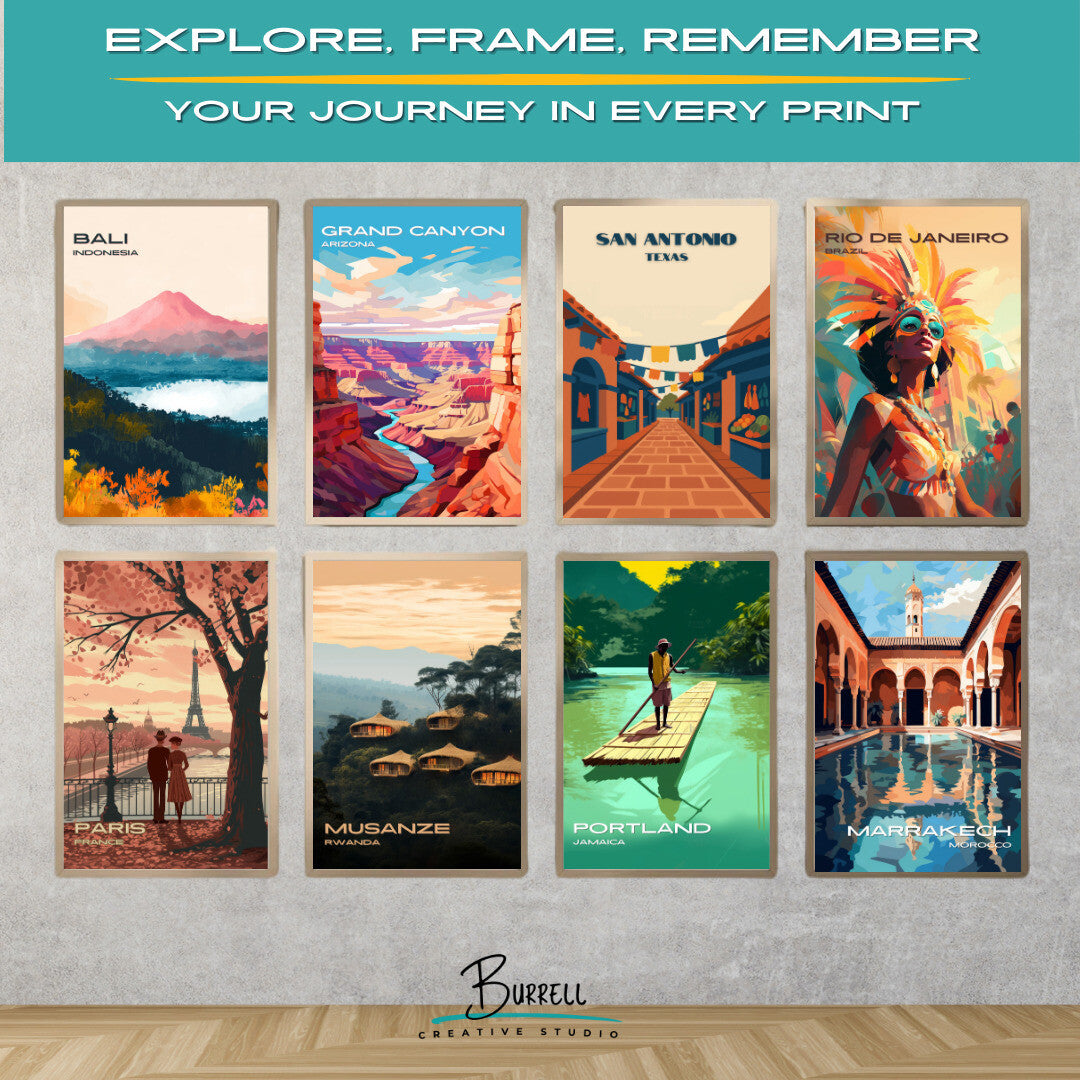 San Antonio Texas Market Square Travel Poster & Wall Art Poster Print