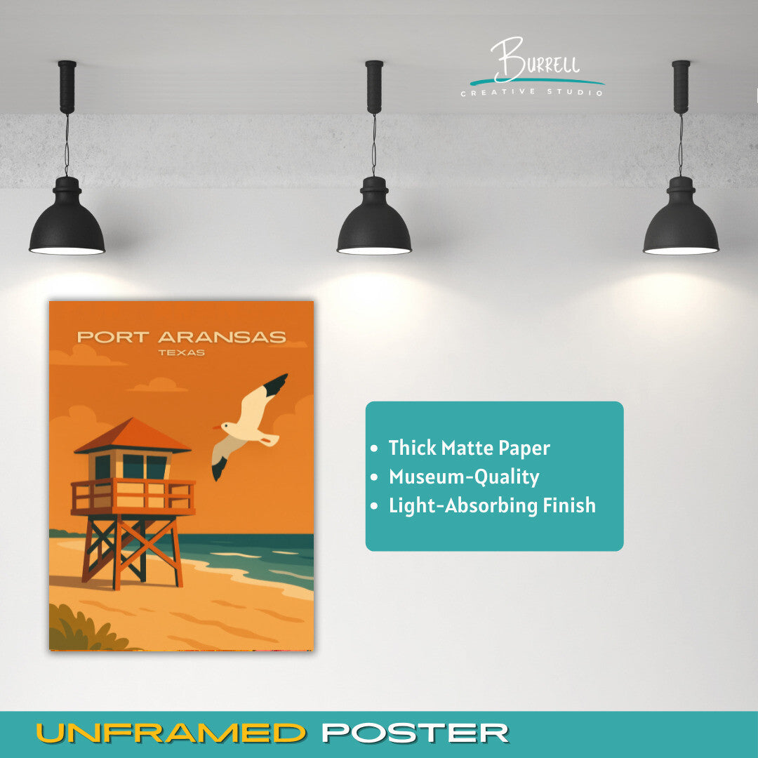 Port Aransas Texas Coastal View Travel Poster & Wall Art Poster Print