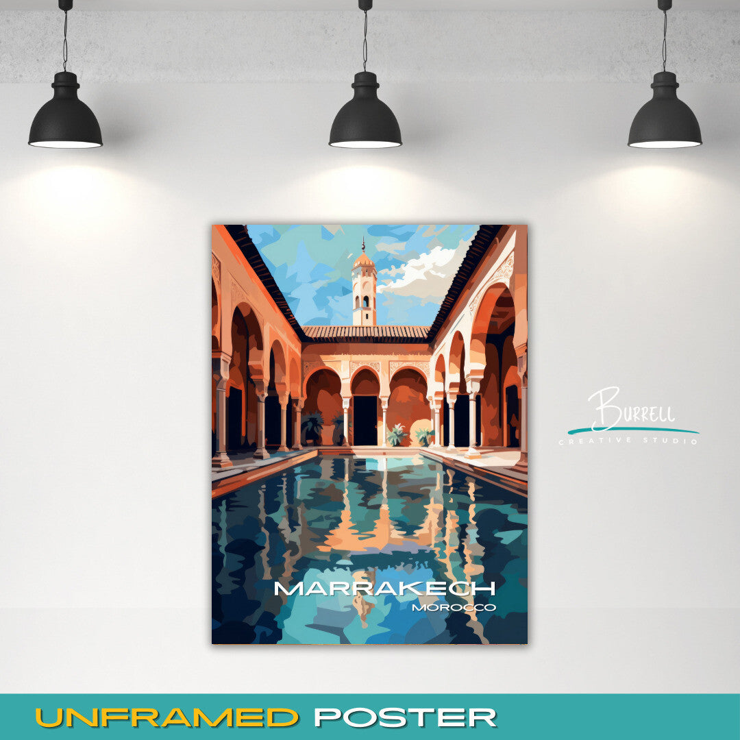 Marrakech Morocco Architecture Travel Poster & Wall Art Poster Print