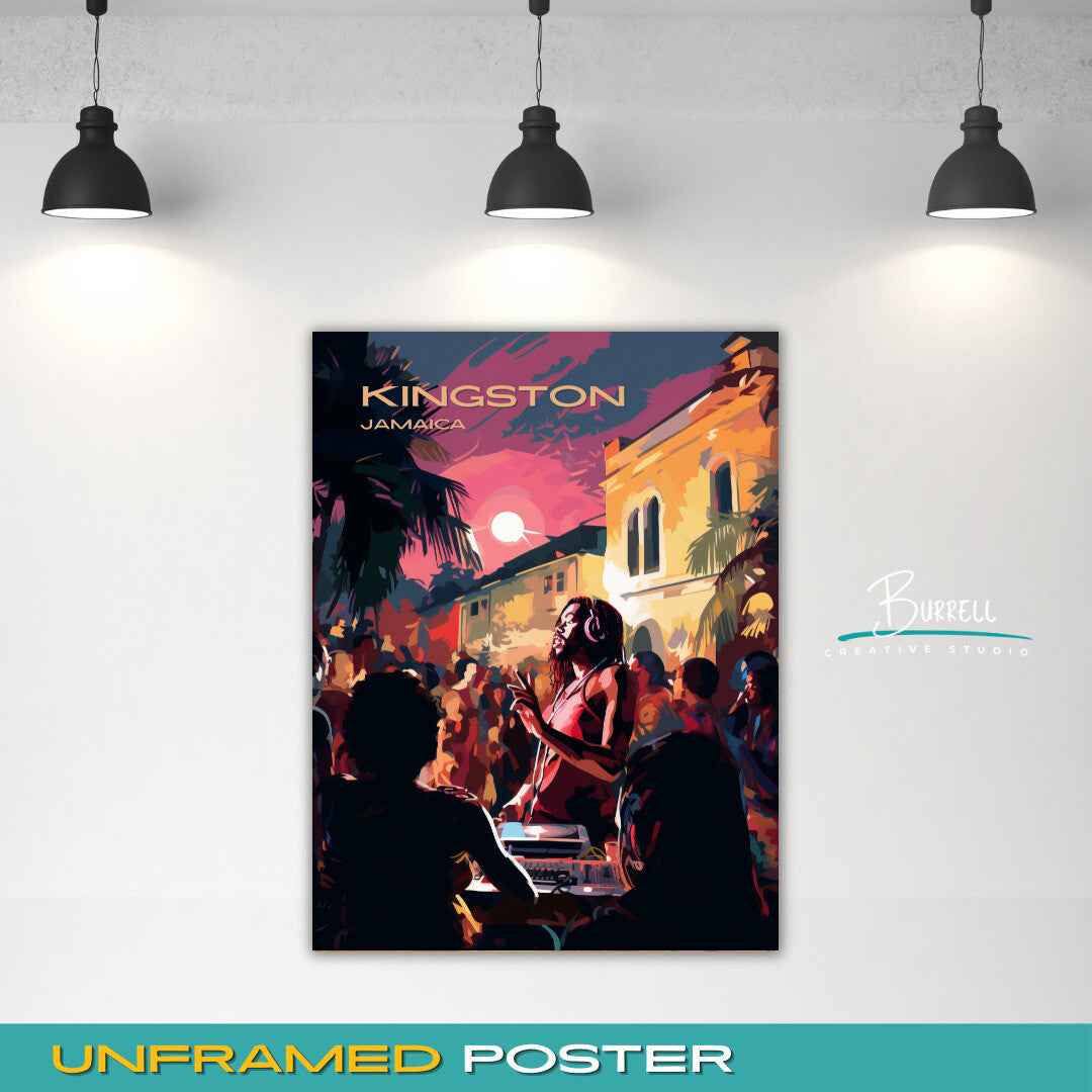 Kingston Jamaica Street Party Travel Poster & Wall Art Poster Print