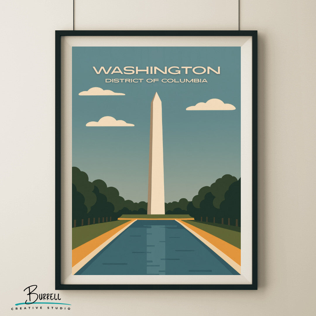 Washington District Of Columbia Monument Travel Poster & Wall Art Poster Print