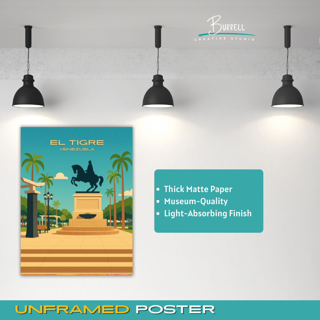 El Tigre Venezuela Plaza Bolivar Travel Poster & Wall Art Poster Print