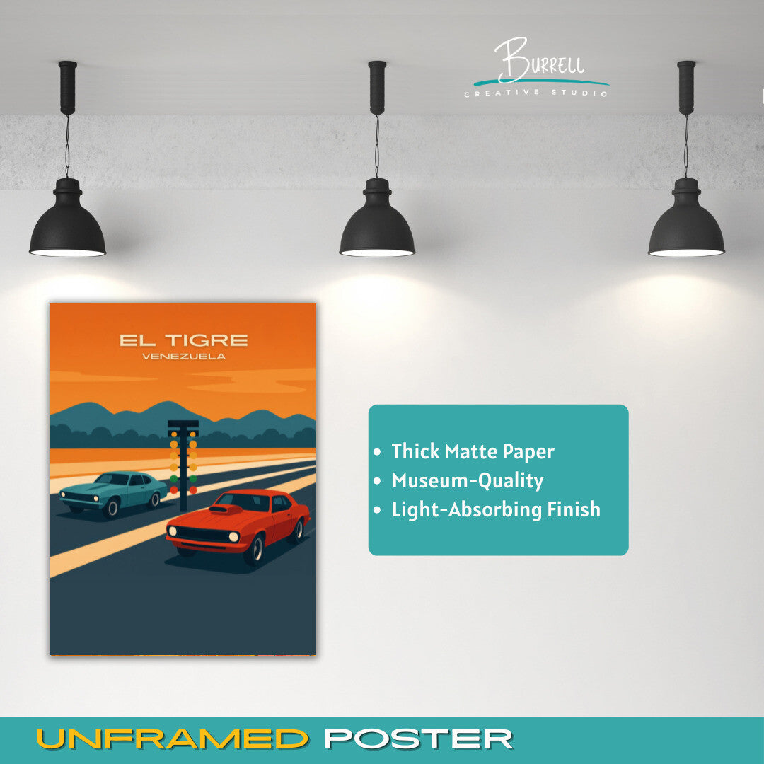 El Tigre Venezuela Dragway La Aventazon Travel Poster & Wall Art Poster Print