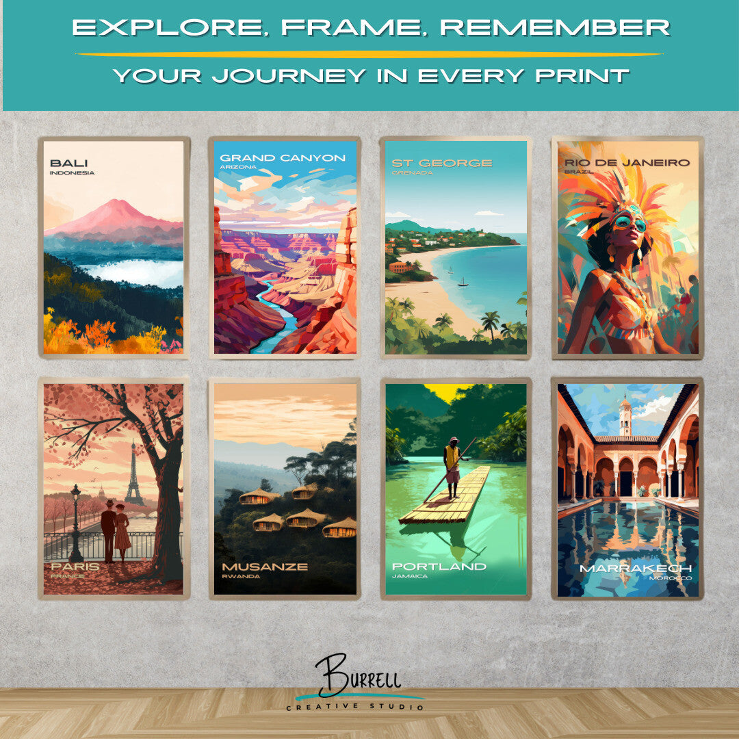 St George Grenada Grand Anse Beach Travel Poster & Wall Art Poster Print
