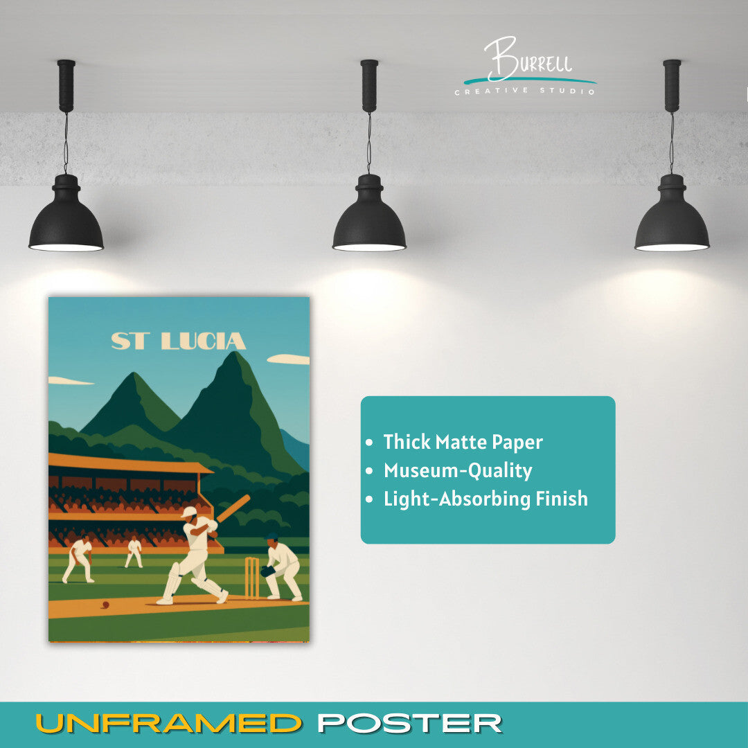 Gros Islet St Lucia Daren Sammy Cricket Ground Travel Poster & Wall Art Poster Print