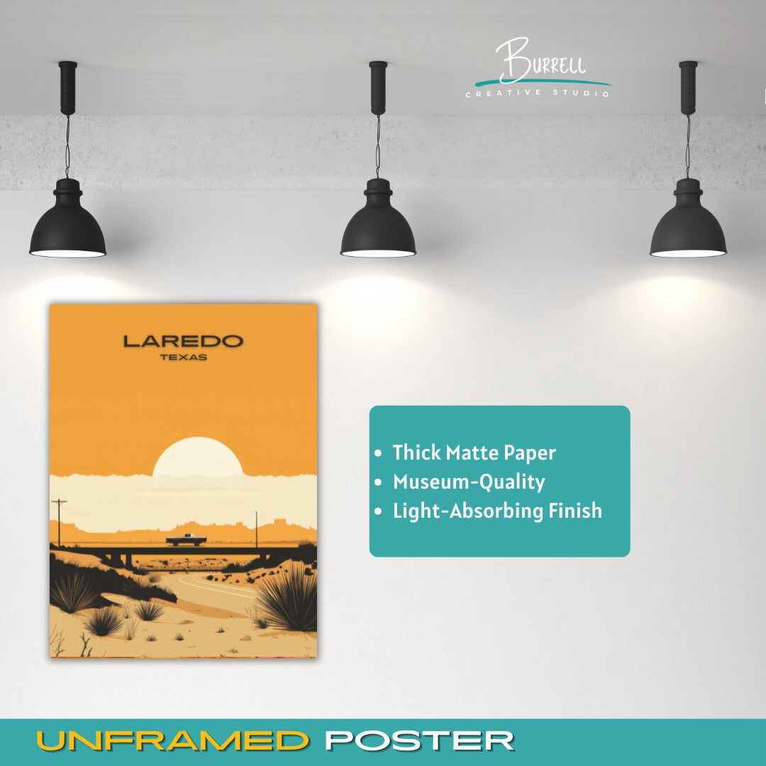 Laredo Texas Desert Scenery Travel Poster & Wall Art Poster Print