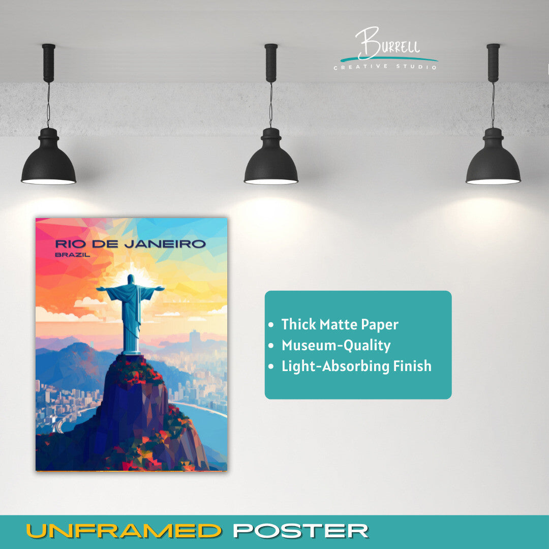 Rio Brazil Christ The Redeemer Travel Poster & Wall Art Poster Print