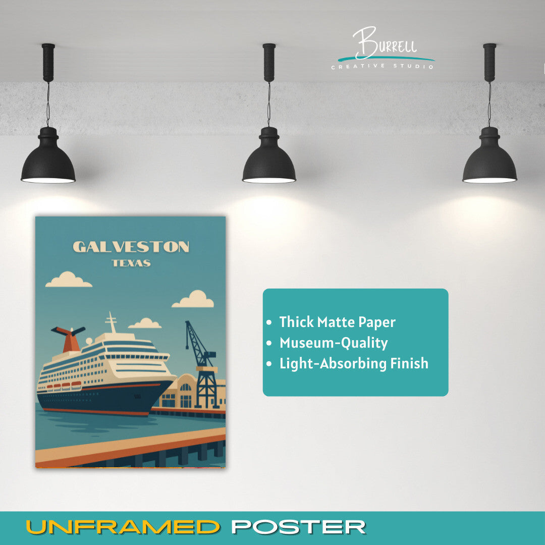 Galveston Texas Cruise Port Travel Poster & Wall Art Poster Print