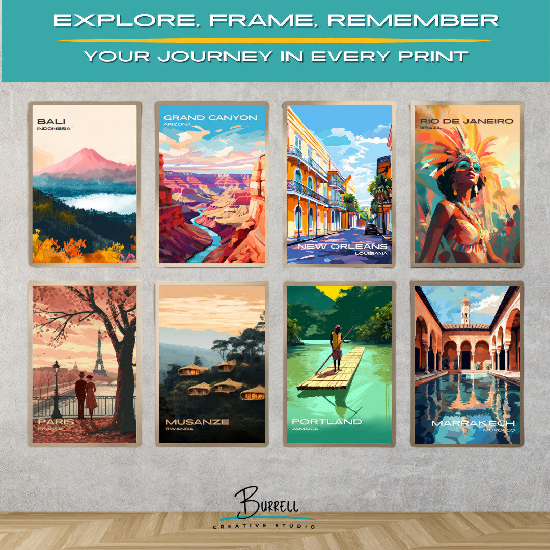 New Orleans Louisiana French Quarters Travel Poster & Wall Art Poster Print