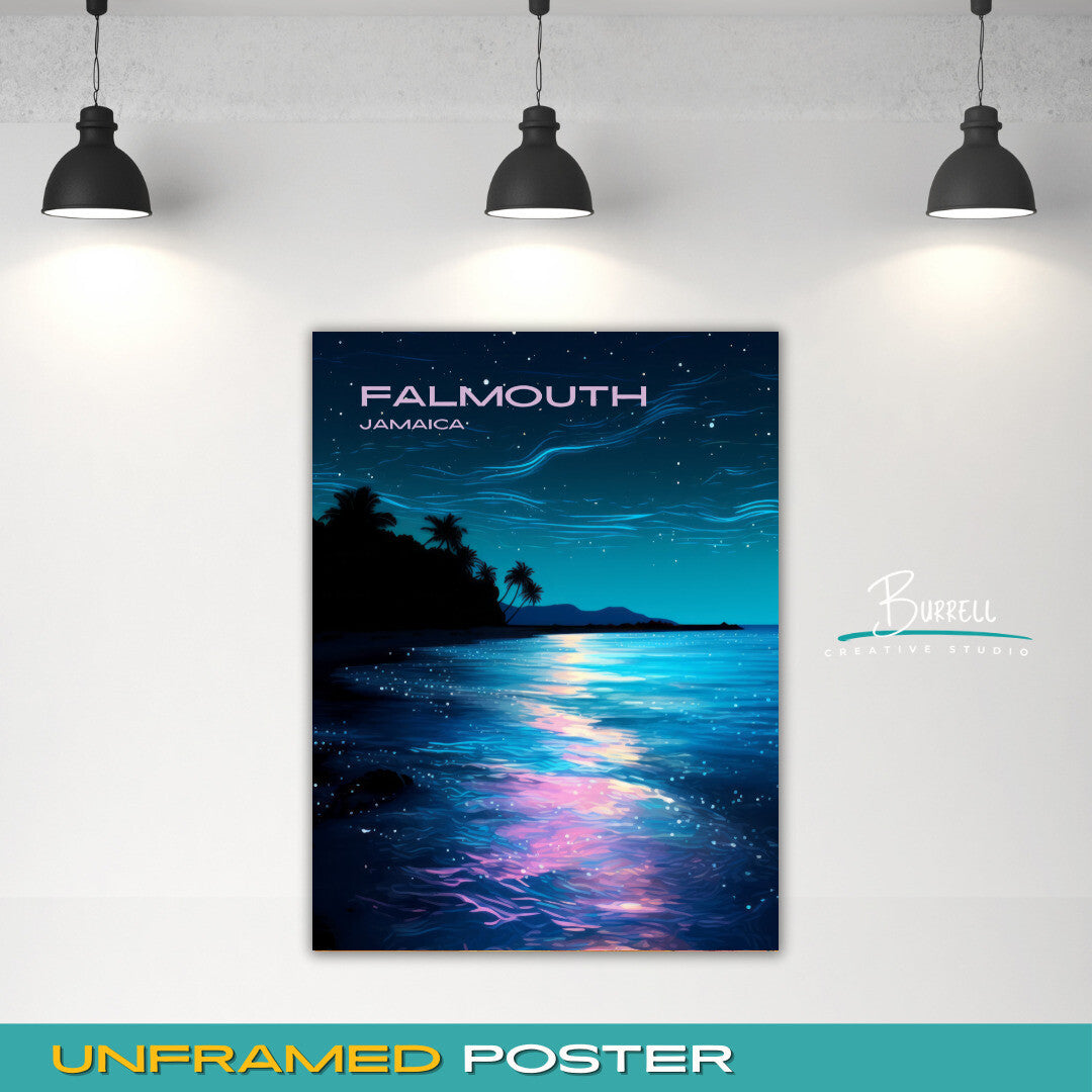 Falmouth Jamaica Luminous Lagoon Travel Poster & Wall Art Poster Print