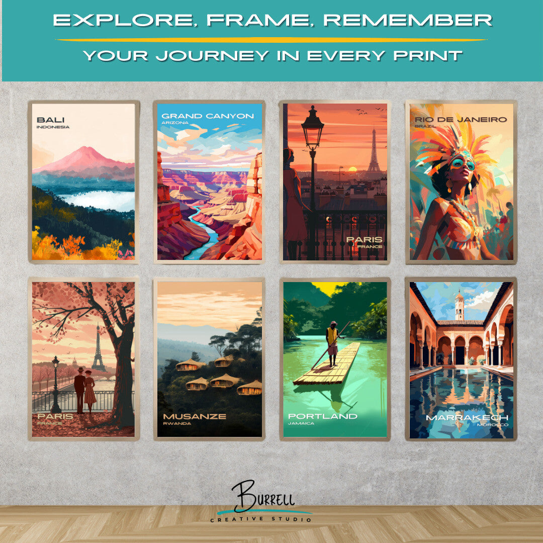 Paris France Eiffel Tower Travel Poster & Wall Art Poster Print