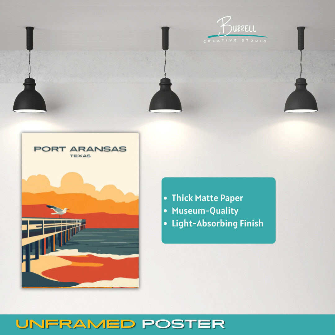 Port Aransas Texas Bird Watching Travel Poster & Wall Art Poster Print