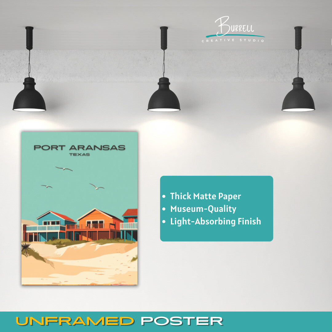 Port Aransas Texas Coastal Charm Travel Poster & Wall Art Poster Print