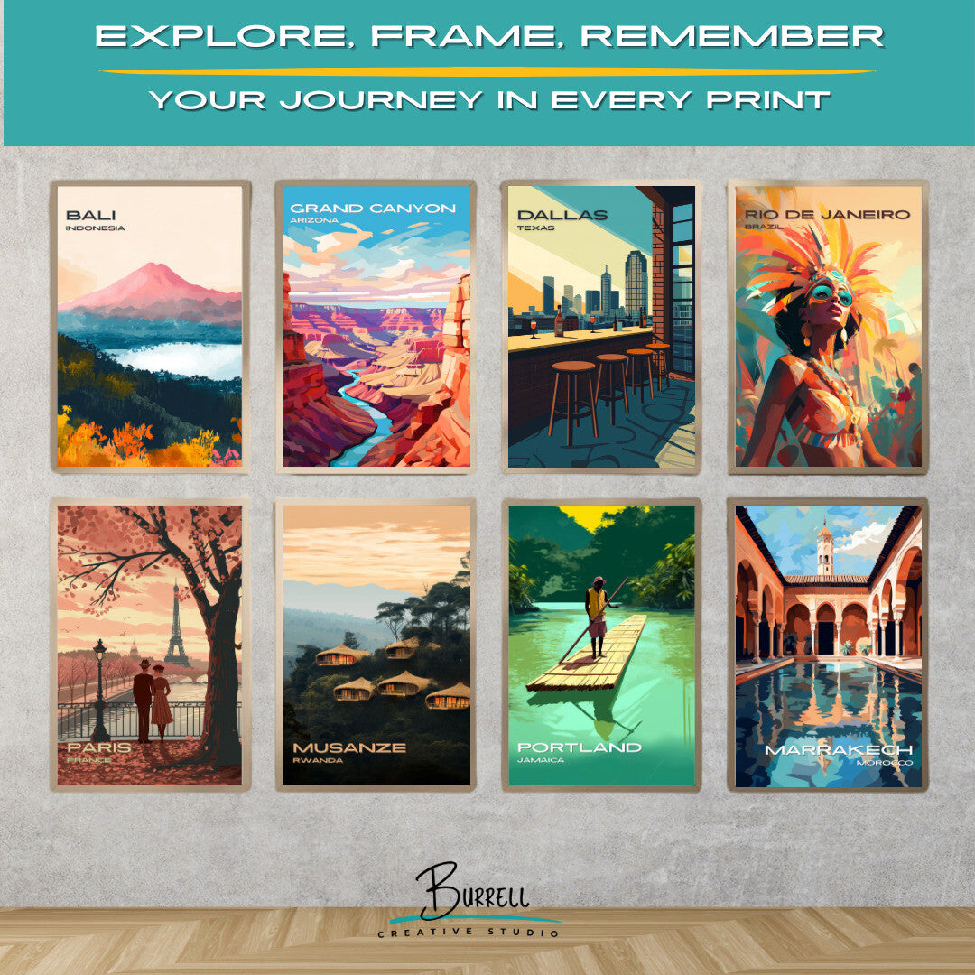 Dallas Texas Rooftop Bar Travel Poster & Wall Art Poster Print