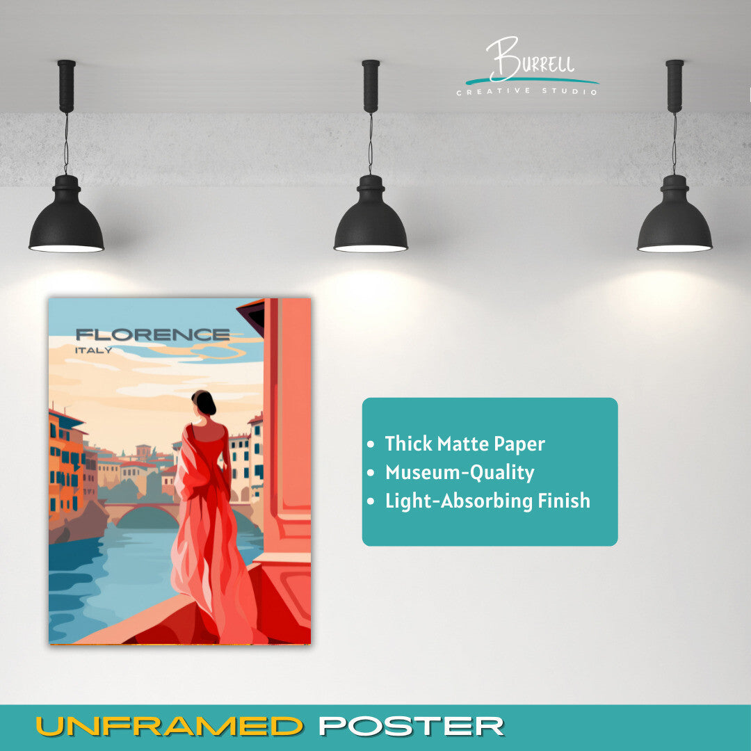 Florence Italy Ponte Vecchio Travel Poster & Wall Art Poster Print