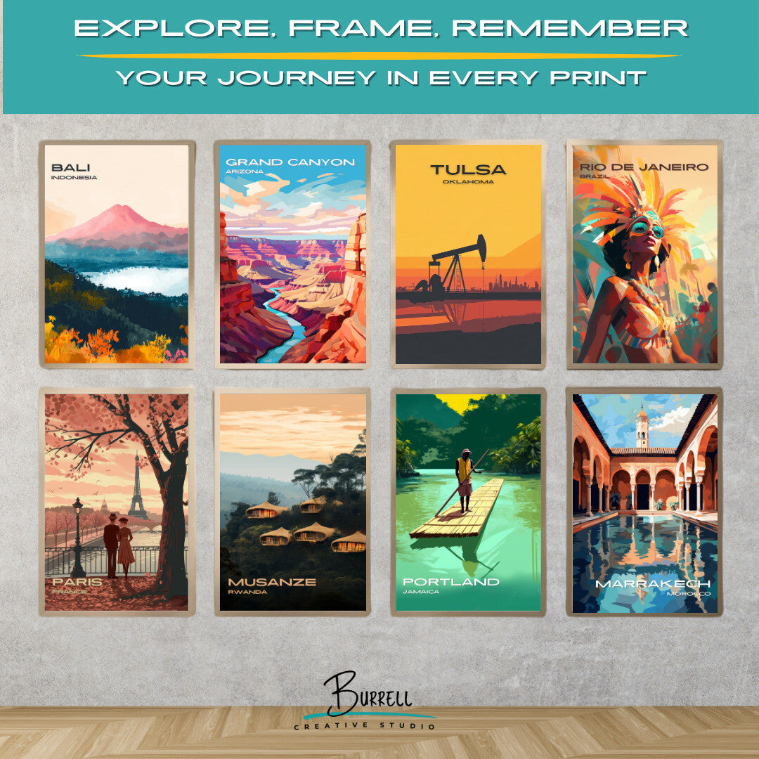 Tulsa Oklahoma Oil Scenery Travel Poster & Wall Art Poster Print