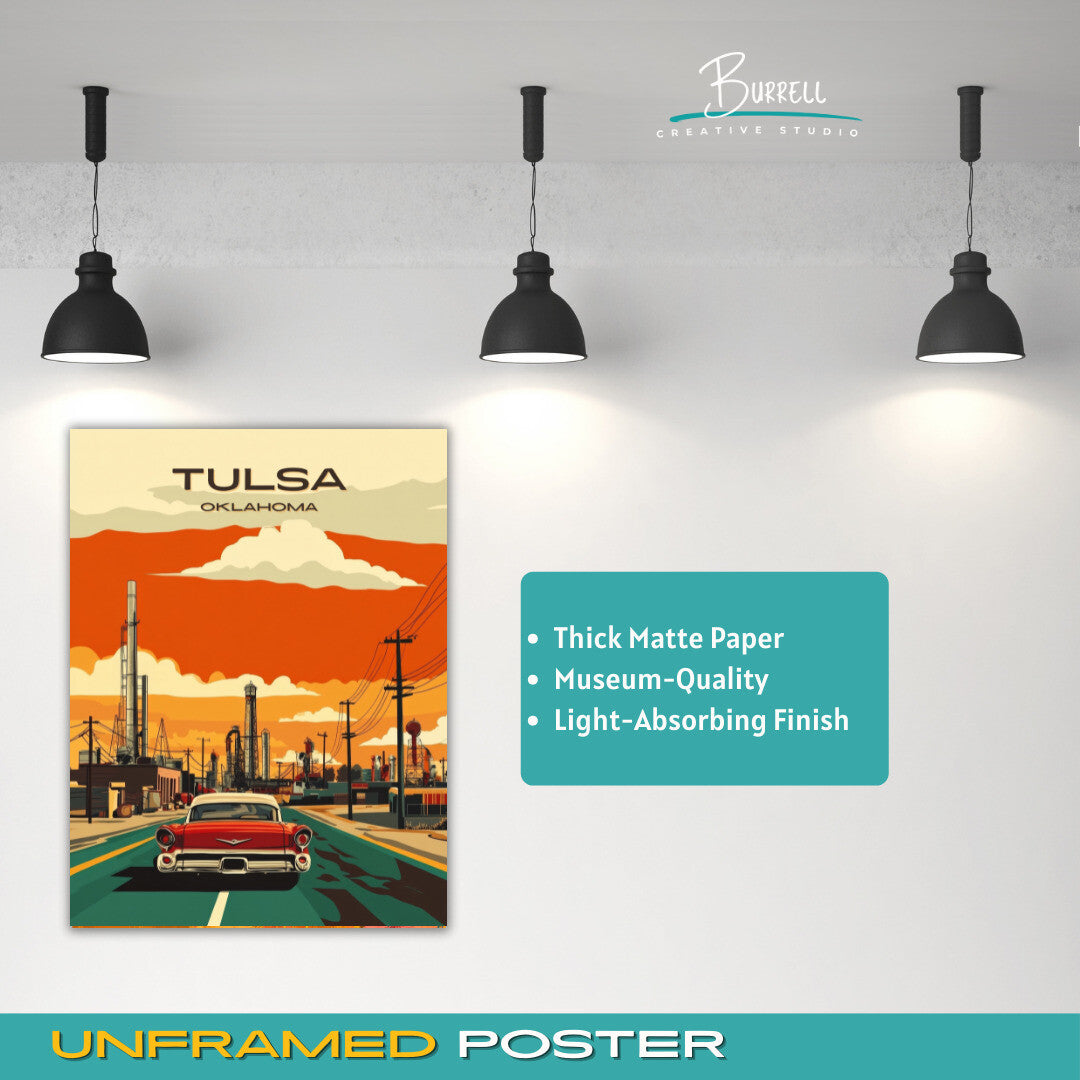 Tulsa Oklahoma Oil Culture Travel Poster & Wall Art Poster Print