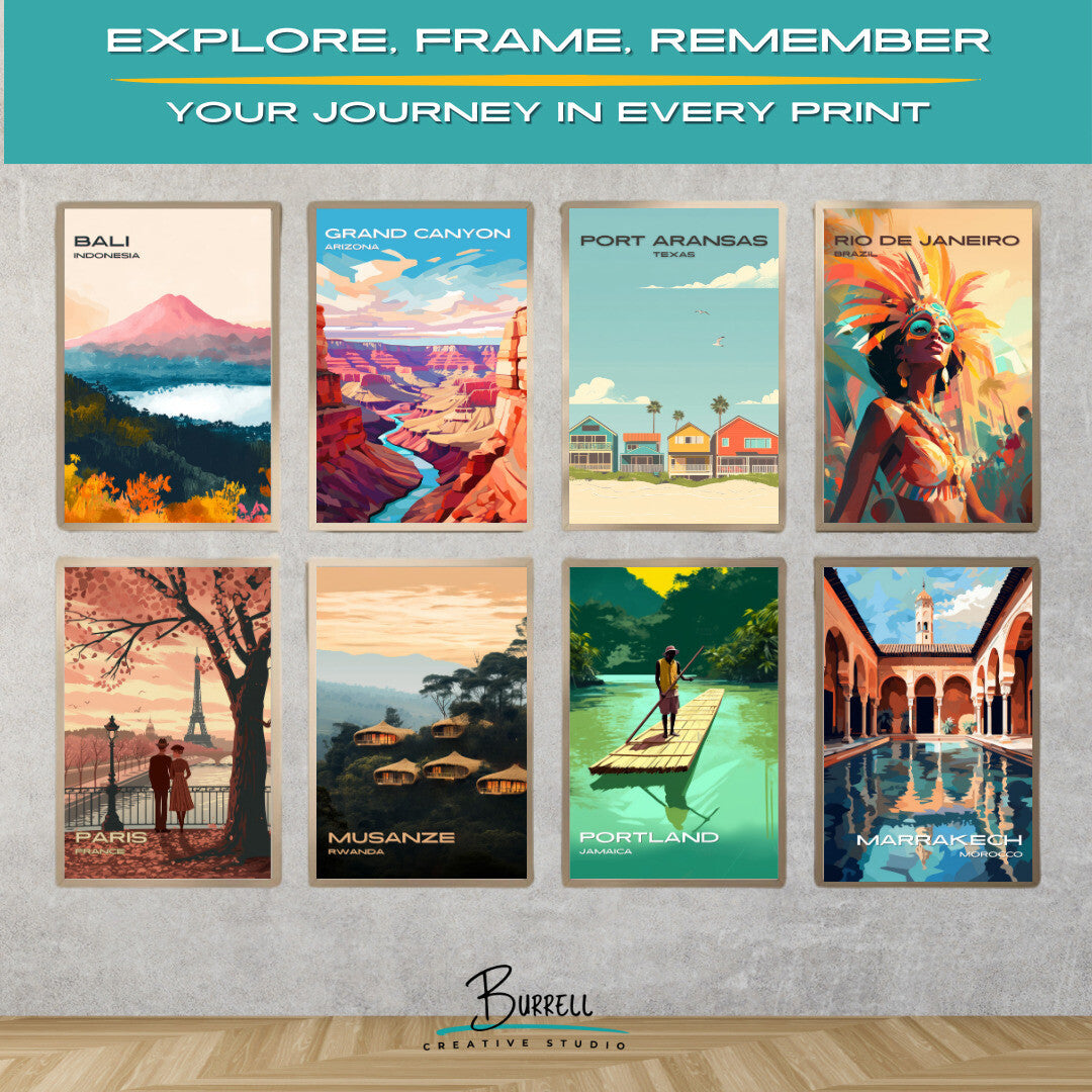 Port Aransas Texas Coastal Homes Travel Poster & Wall Art Poster Print