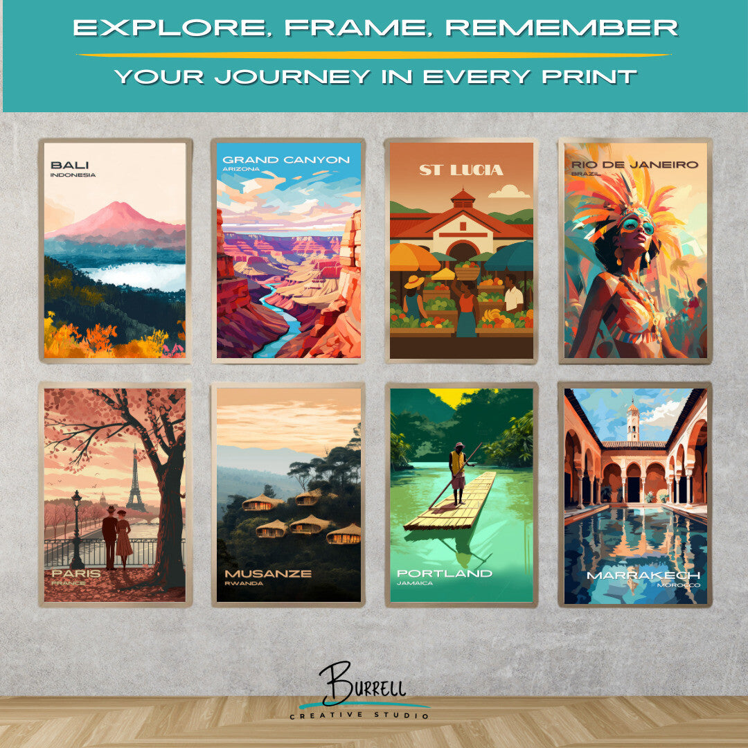 Castries St Lucia Market Travel Poster & Wall Art Poster Print