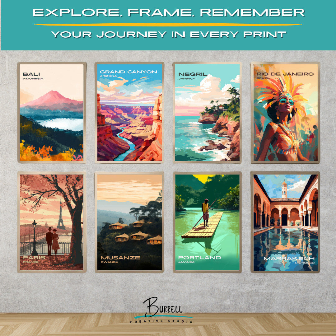 Negril Jamaica Cliffs Travel Poster & Wall Art Poster Print