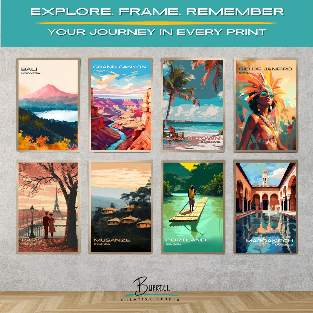 Bridgetown Barbados Beach View Travel Poster & Wall Art Poster Print
