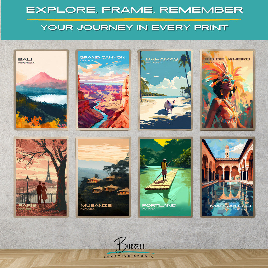 Big Major Cay Bahamas Pig Beach Travel Poster & Wall Art Poster Print