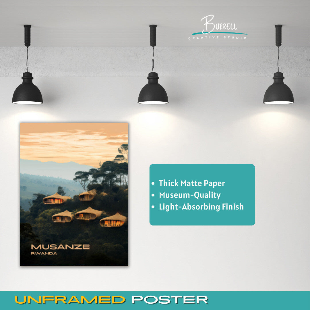 Musanze Rwanda Bisate Lodge Travel Poster & Wall Art Poster Print