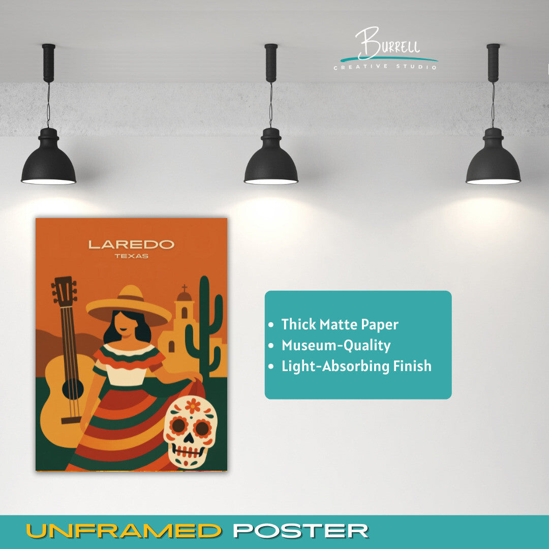 Laredo Texas Hispanic Culture Travel Poster & Wall Art Poster Print