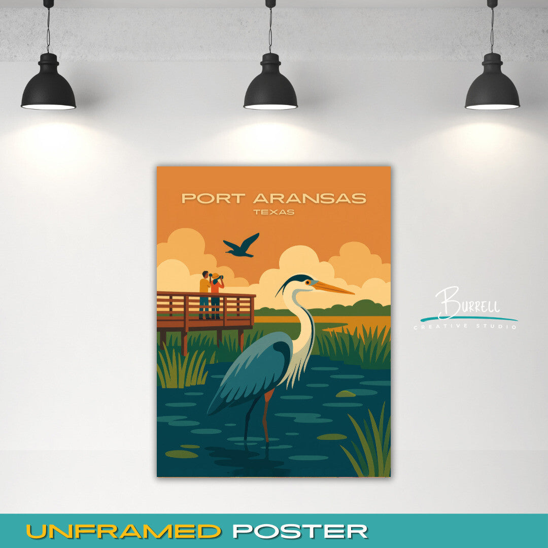 Port Aransas Texas Marine Wildlife Travel Poster & Wall Art Poster Print