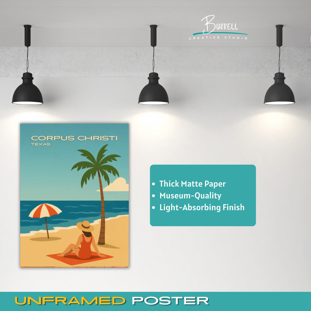 Corpus Cristi Texas Beach Travel Poster & Wall Art Poster Print