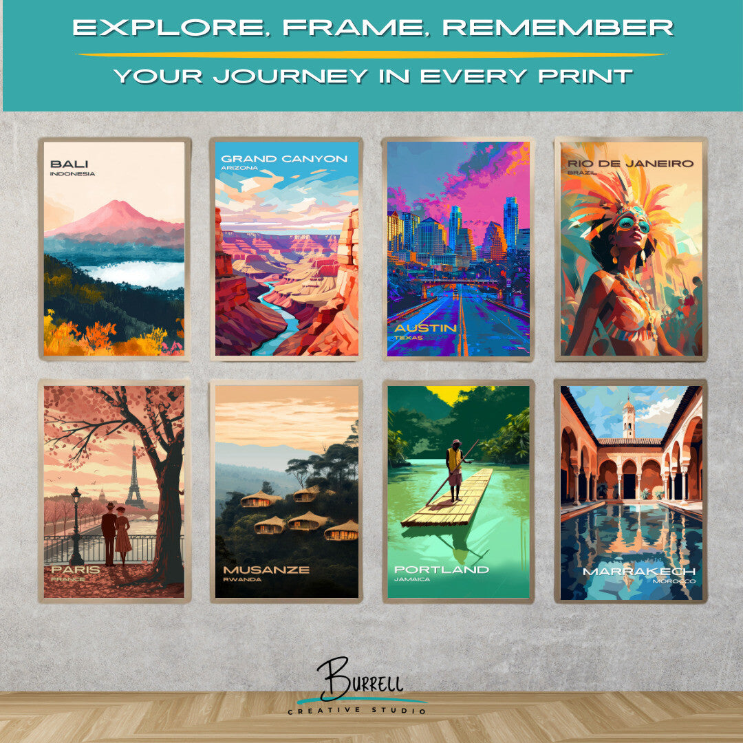 Austin Texas Skyline Travel Poster & Wall Art Poster Print